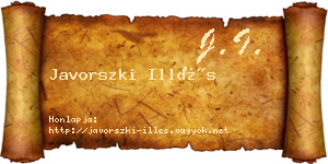 Javorszki Illés névjegykártya